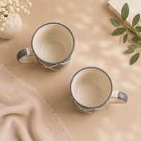 Athena Home Grey Mosaic Ceramic Coffee Mug Set of 2 | 300 ml