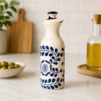 Ceramic Oil Dispenser Bottle 500 ml – Handcrafted Olive Oil Bottle with Lid