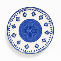Athena Home Ceramic Blue Floral Plate – Set of 1 Dinner Plate