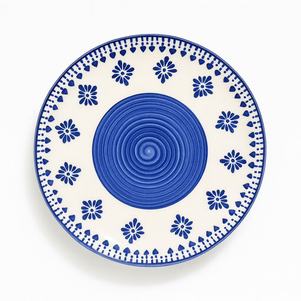 Athena Home Ceramic Blue Floral Plate – Set of 1 Dinner Plate