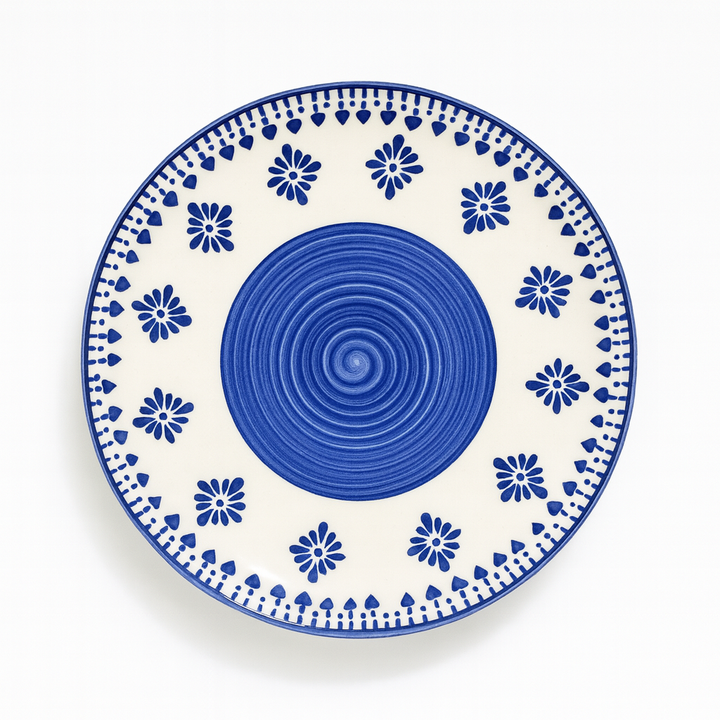 Athena Home Ceramic Blue Floral Plate – Set of 1 Dinner Plate