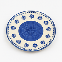 Athena Home Ceramic Blue Floral Plate – Set of 1 Dinner Plate