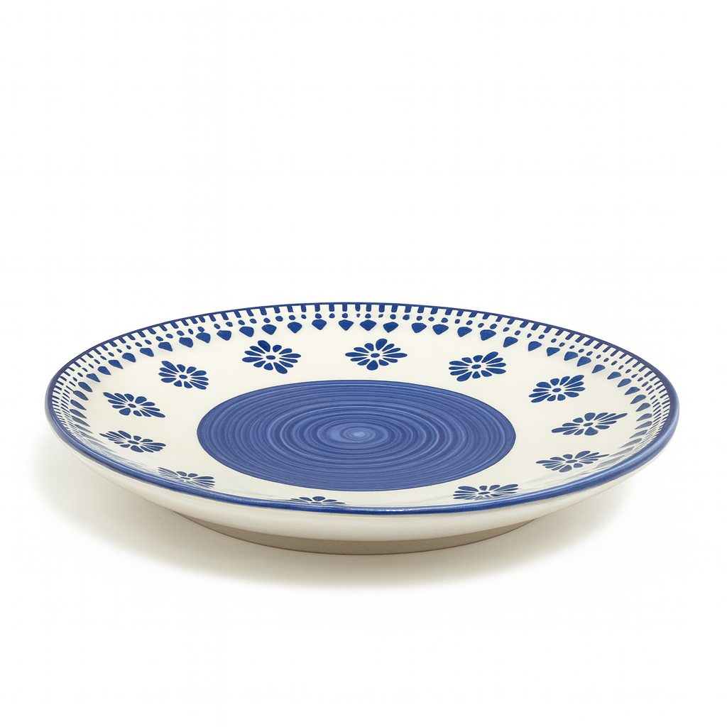 Athena Home Ceramic Blue Floral Plate – Set of 1 Dinner Plate