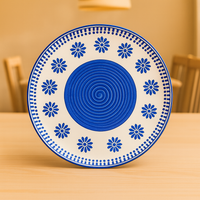 Athena Home Ceramic Blue Floral Plate – Set of 1 Dinner Plate