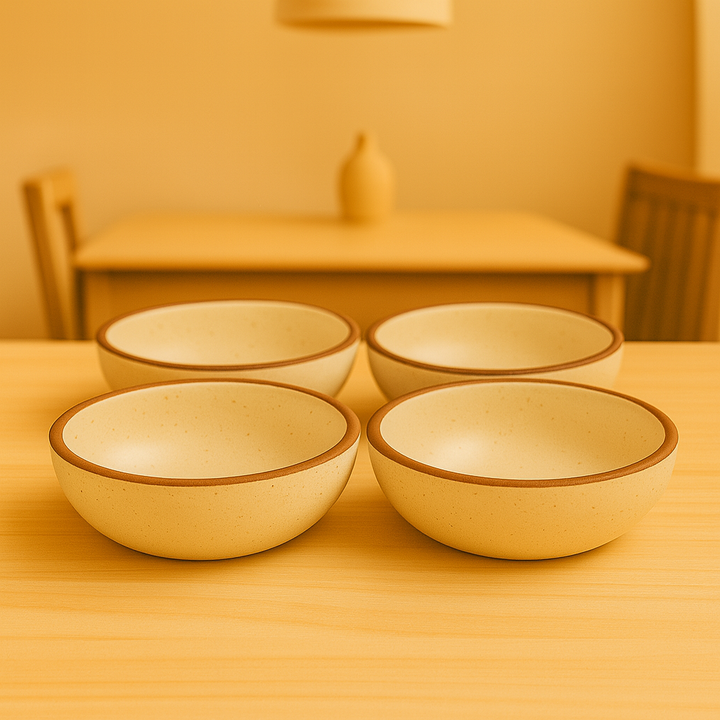 Set of 4 Ceramic Dip Bowls | Minimalist Snack & Sauce Bowls | Handcrafted Serveware by Athena Home