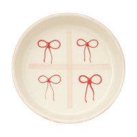 Athena Home Ceramic Salad Plate | Handcrafted Red Bow Design | Side Plate for Snacks, Starters, Desserts & Salads