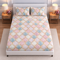 Pastel Geometric Bedsheet with 2 Pillow Covers – Queen Size (90 x 100 Inches) | Soft Cotton Bedsheet