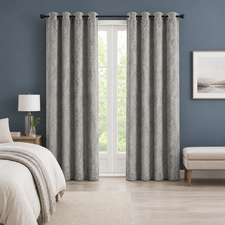 Athena Home Velvet Blackout Door Curtains Set of 2 |  Grey
