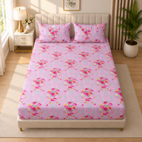 Pink Floral Bedsheet with 2 Pillow Covers – Queen Size (90 x 100 Inches) | Soft Cotton Bedsheet