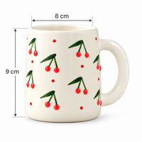 Athena Home Cherry Ceramic Coffee Mugs – Ivory, Set of 2