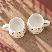 Athena Home Cherry Ceramic Coffee Mugs – Ivory, Set of 2