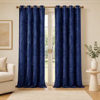Athena Home Velvet Blackout Curtains Set of 2 | Navy Blue