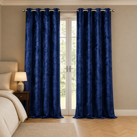 Athena Home Velvet Blackout Curtains Set of 2 | Navy Blue