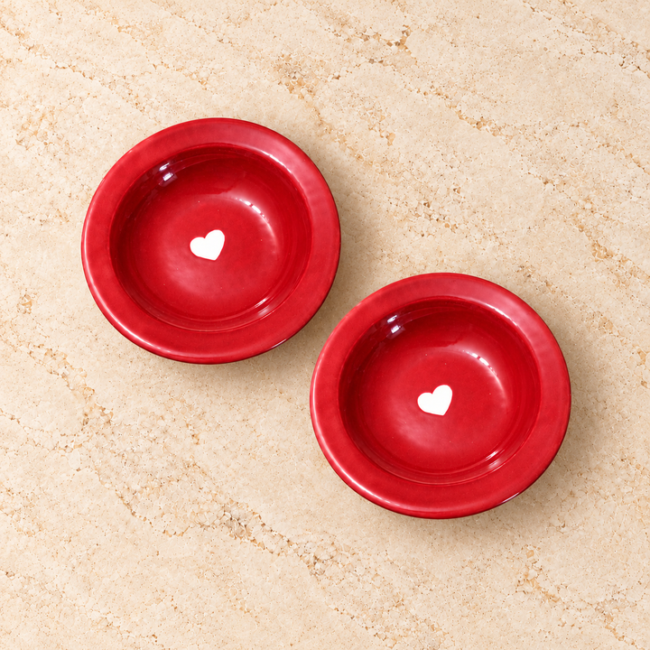 Athena Home Red Heart Ceramic Plates – Set of 2