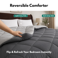 Athena Home Reversible Double Size Comforter | Dual Colour Grey Microfiber Quilt | Soft All Season Blanket | 230 GSM | 87 x 93 Inches