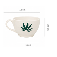 Athena Home Leaf Print Ceramic Tea & Coffee Cup Set of 2 | 300 ml