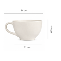 Athena Home Ceramic Coffee Cups Set of 2 | White | 300 ml