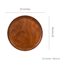 Athena Home Sheesham Wooden Dinner Plate | Set of 1 | 12 inches