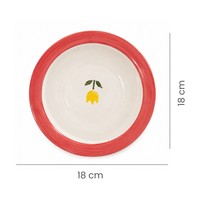 Athena Home Ceramic Pasta Plate Set of 2 | Hand-Painted Lemon Design Pasta & Salad Plates