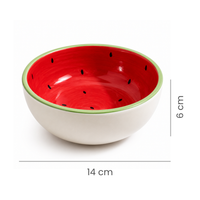 Athena Home Ceramic Serving Bowl Set of 2 | Hand-Painted Watermelon Design Bowls