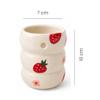Athena Home Ceramic Coffee Mug Set of 2 | Hand-Painted Strawberry Design