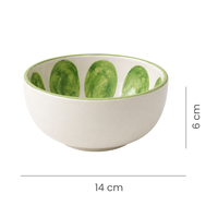 Athena Home Ceramic Bowl Set of 2 | Handpainted Green Olive Dessert & Snack Bowls | Premium Serving Bowls | 400 ml