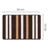 Athena Home Ultra Soft Microfiber Bath Mat Set of 2 | Anti-Skid, Super Absorbent & Quick Dry Bathroom Floor Mats | Brown Striped