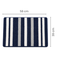 Athena Home Ultra Soft Microfiber Bath Mat Set of 2 | Anti-Skid, Super Absorbent & Quick Dry Bathroom Floor Mats | Navy Blue Striped