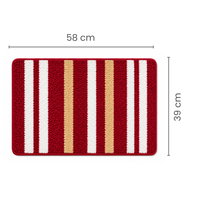 Athena Home Ultra Soft Microfiber Bath Mat Set of 2 | Anti-Skid, Super Absorbent & Quick Dry Bathroom Floor Mats | Red Striped