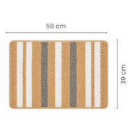Athena Home Ultra Soft Microfiber Bath Mat Set of 2 | Anti-Skid, Super Absorbent & Quick Dry Bathroom Floor Mats | Beige Striped