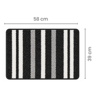 Athena Home Ultra Soft Microfiber Bath Mat Set of 2 | Anti-Skid, Super Absorbent & Quick Dry Bathroom Floor Mats | Dark Grey Striped