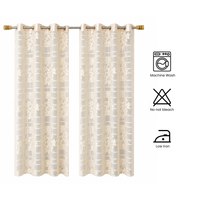 Athena Home Sheer Window Curtains Set of 2 | Floral Printed Transparent Curtains with Eyelet Rings | Cream | 7 Feet