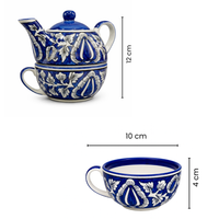 Handpainted Blue Pottery One kettle cup set | Set of 1