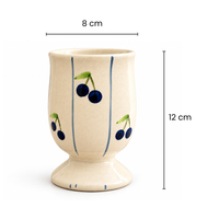 Athena Home Diwali Gift Set | 2 Blueberry Print Ceramic Cups & 2 Flower Diya/Candle Holders
