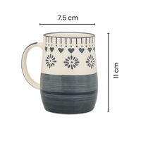 Heart Line | Grey Solid Ceramic Mug | Set of 2