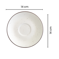 Premium Ceramic Cup & Saucer Set | Set of 2| Speckled Beige with Brown Rim | Handmade Stoneware Tea & Coffee Cup