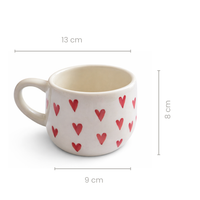 Red Heart Ceramic Coffee Cup Set of 2 | Valentine Gift Cups