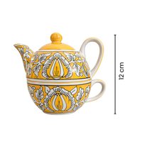 Yellow Mughal Handpainted Kettle Cup Set
