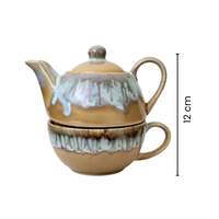 Rustic Drip Glaze Ceramic Tea Pot with Cup Set