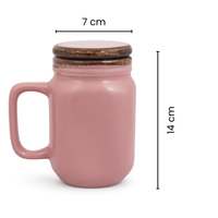 Premium Ceramic Mug with Lid | 350ml Matte Pink Stoneware Cup | Ceramic Lid for Heat Retention | Microwave &amp; Dishwasher Safe