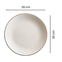 Premium Ceramic Dinner Set | Speckled Matte Beige Stoneware Plates & Bowls | Handcrafted with Brown Rim | Microwave & Dishwasher Safe