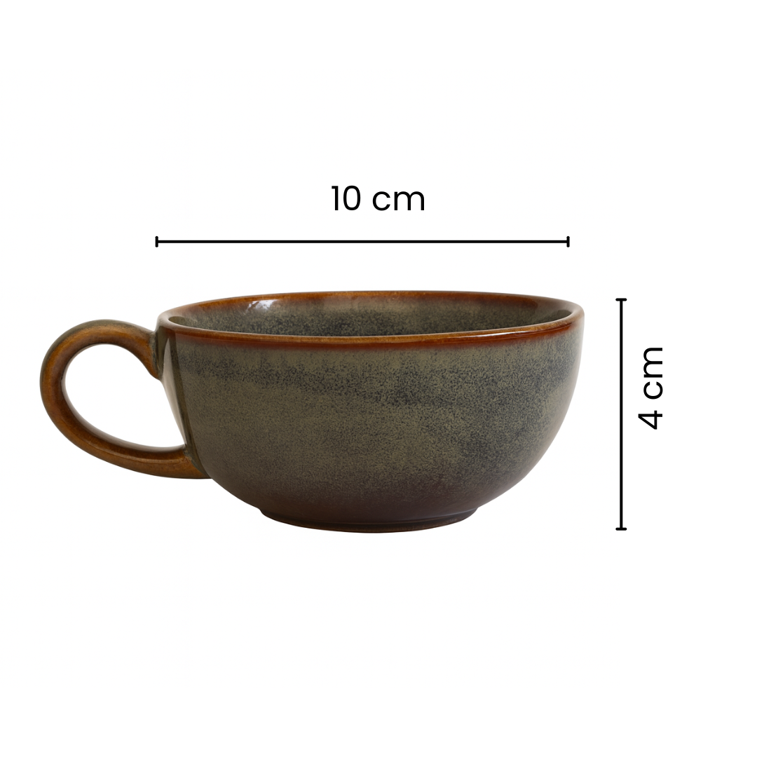 Premium Stackable Ceramic Teapot with Cup Set | Handcrafted Stoneware Tea Pot & Cup | Dual Tone Green Brown | Microwave & Dishwasher Safe | Elegant Tea Serving Set