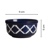 Premium Ceramic Soup Bowl Set with Spoons | Set of 6 Blue & White Stoneware Bowls | Handcrafted Patterned Serveware | Microwave & Dishwasher Safe