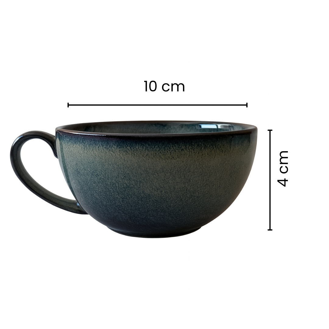 Premium Ceramic Stackable Teapot with Cup Set | Handcrafted Dual-Tone Green Stoneware | Space-Saving Design | Microwave & Dishwasher Safe