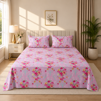 Pink Floral Bedsheet with 2 Pillow Covers – Queen Size (90 x 100 Inches) | Soft Cotton Bedsheet