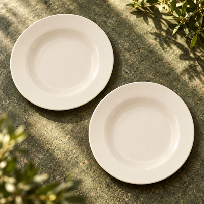 Ivory Ceramic Pasta Plate | Set of 2