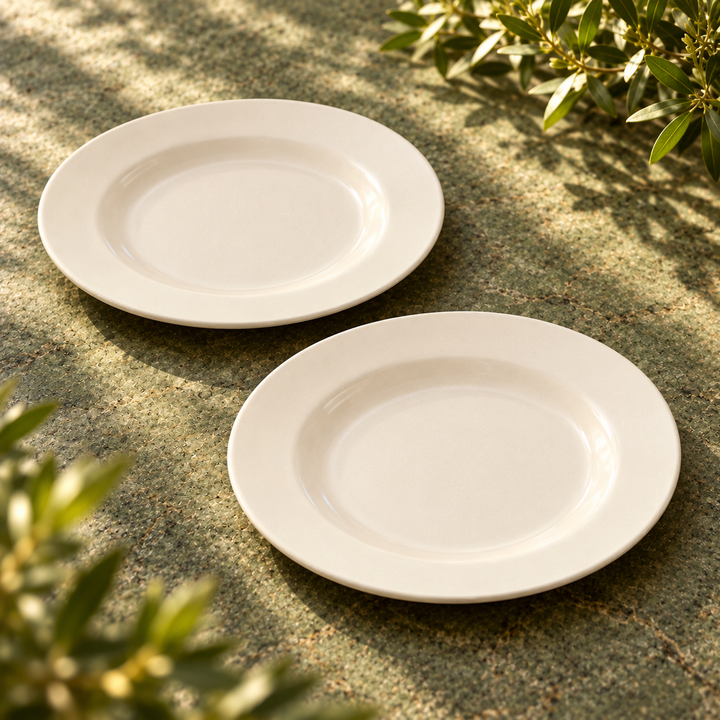 Ivory Ceramic Pasta Plate | Set of 2