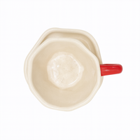 Handcrafted Bow Design Ceramic Cup & Saucer Set | Elegant Cream & Red Drinkware for Home