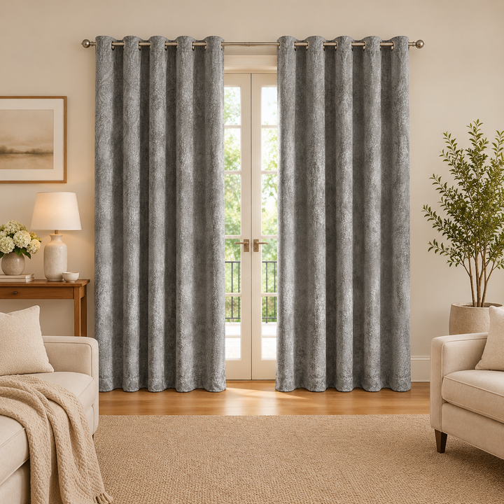 Athena Home Velvet Blackout Door Curtains Set of 2 |  Grey