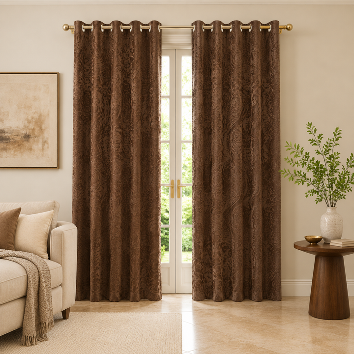 Athena Home Velvet Blackout Curtains Set of 2 | Brown